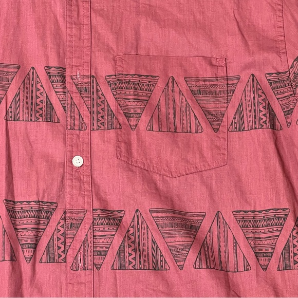 Ocean Current Button Up Red Long Sleeve Collared Geometric - Picture 4 of 11